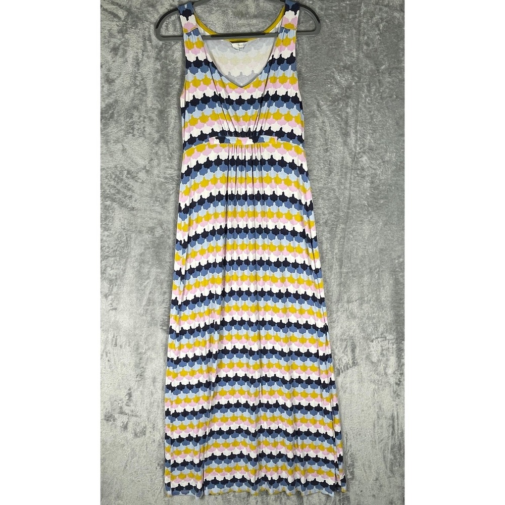 Boden Maxi Dress Womens 10L Multi Color Very Good Scallop Wave Print Sleeveless